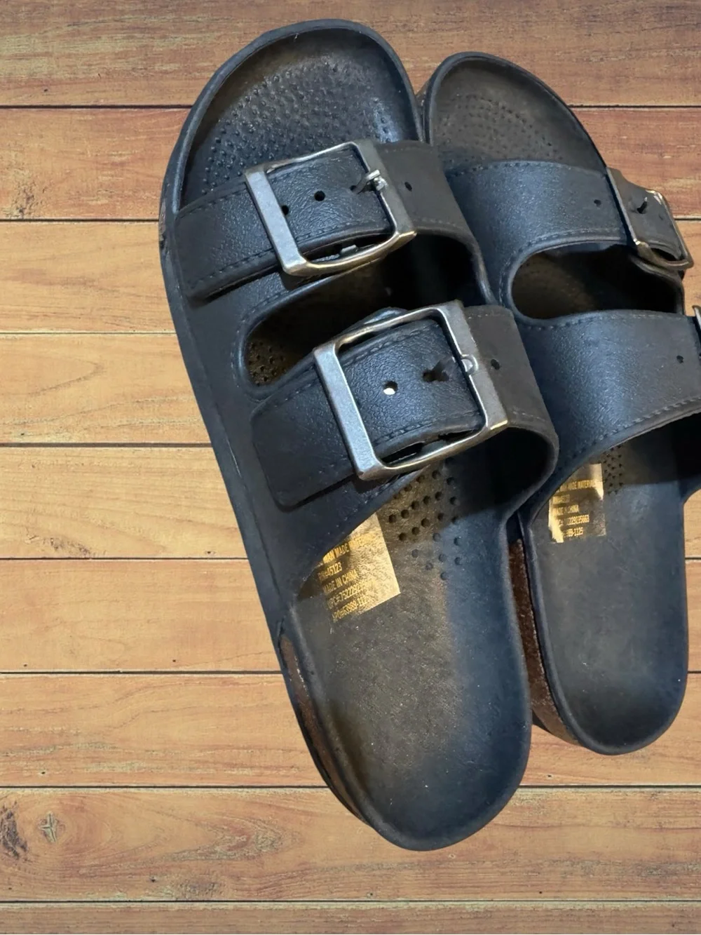 Unisex Black Double Buckle Slide Sandals Size Small 8/9 NWOT